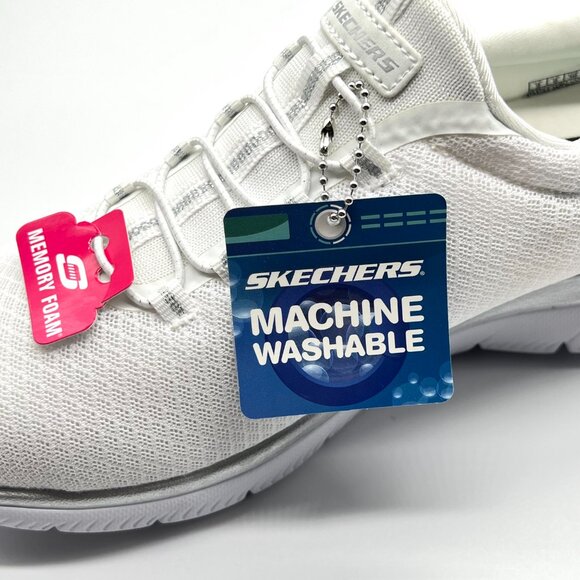 Skechers Womens Size 9 9M Summits White Silver Slip On Comfort Sneakers Shoes - Picture 13 of 14